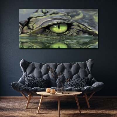 Tableau sur toile Œil de grenouille dans le reflet de l'eau