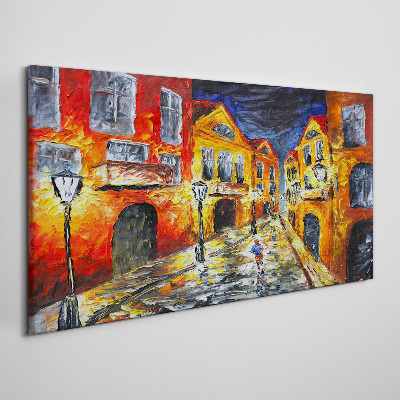 Tableau toile imprimée Rue de nuit en couleurs