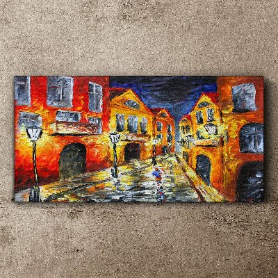 Tableau toile imprimée Rue de nuit en couleurs