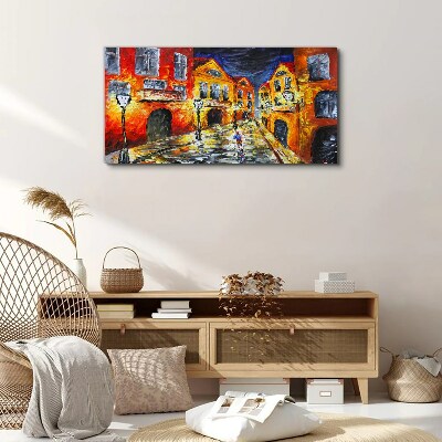 Tableau toile imprimée Rue de nuit en couleurs