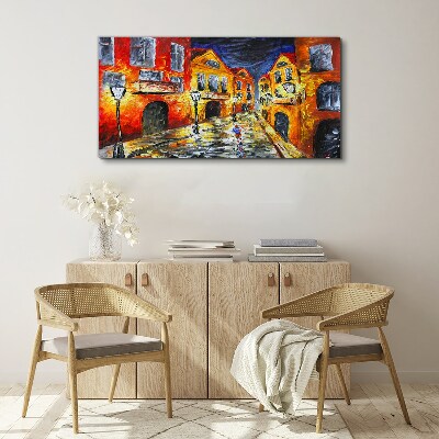 Tableau toile imprimée Rue de nuit en couleurs