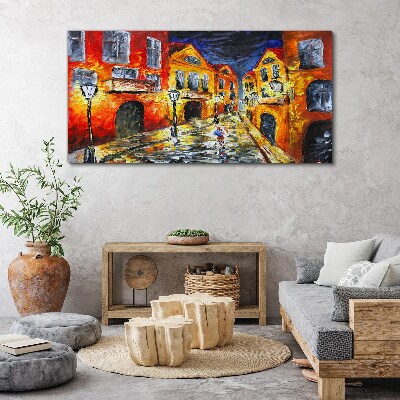 Tableau toile imprimée Rue de nuit en couleurs