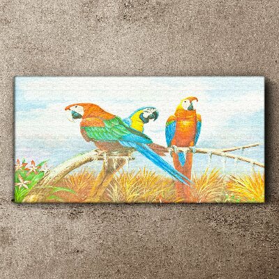 Tableau toile imprimée Perroquets tropicaux sur une branche