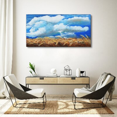 Tableau toile imprimée Ciel d'été sur un champ doré