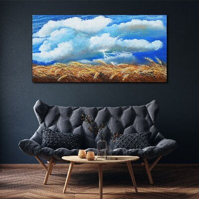 Tableau toile imprimée Ciel d'été sur un champ doré