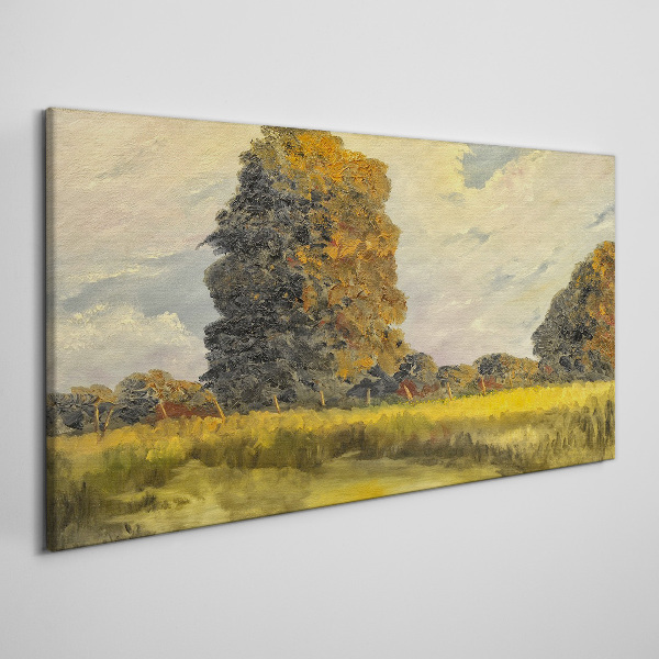 Tableau imprimé sur toile Arbres dorés dans un paysage d'été