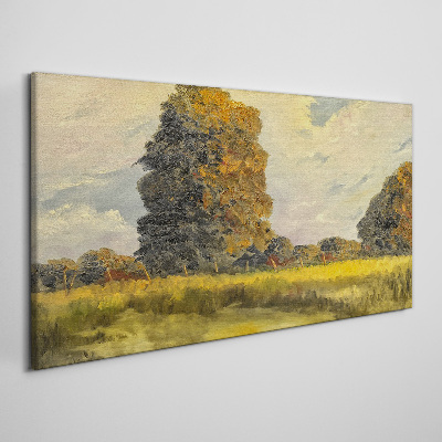 Tableau imprimé sur toile Arbres dorés dans un paysage d'été
