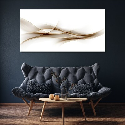 Tableau sur toile Vagues dorées sur fond blanc