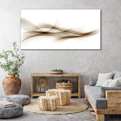 Tableau sur toile Vagues dorées sur fond blanc