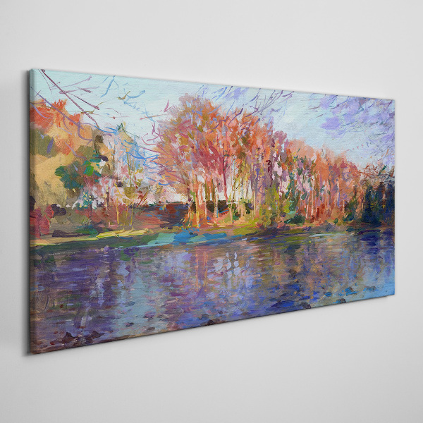 Tableau sur toile Panorama d'automne au bord de la rivière