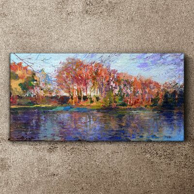 Tableau sur toile Panorama d'automne au bord de la rivière