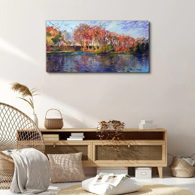Tableau sur toile Panorama d'automne au bord de la rivière