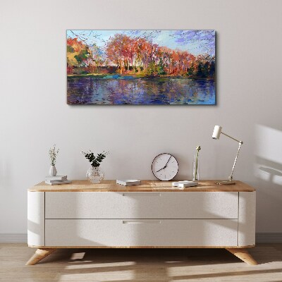 Tableau sur toile Panorama d'automne au bord de la rivière