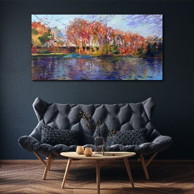 Tableau sur toile Panorama d'automne au bord de la rivière