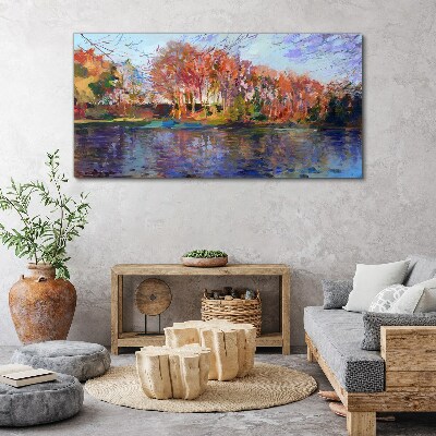 Tableau sur toile Panorama d'automne au bord de la rivière