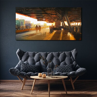 Tableau sur toile Heures d'or à la gare