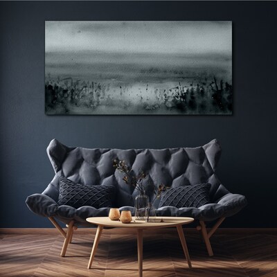 Tableau imprimé sur toile Paysage gris-rocheux et brumeux