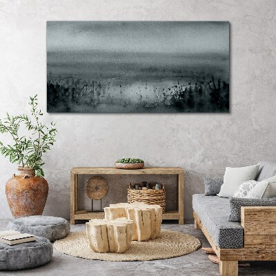 Tableau imprimé sur toile Paysage gris-rocheux et brumeux