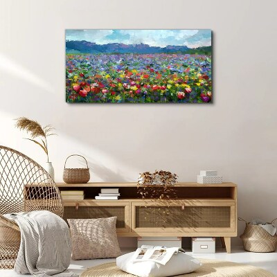 Tableau imprimé sur toile Un paysage floral aux couleurs pastel