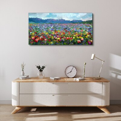 Tableau imprimé sur toile Un paysage floral aux couleurs pastel
