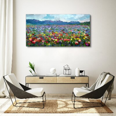 Tableau imprimé sur toile Un paysage floral aux couleurs pastel