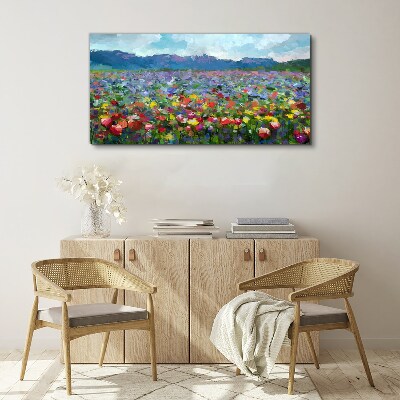 Tableau imprimé sur toile Un paysage floral aux couleurs pastel
