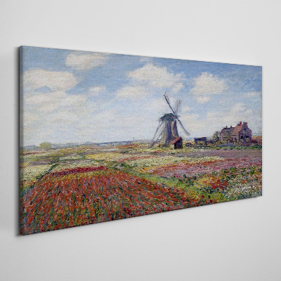 Tableau sur toile Paysage avec un moulin à vent