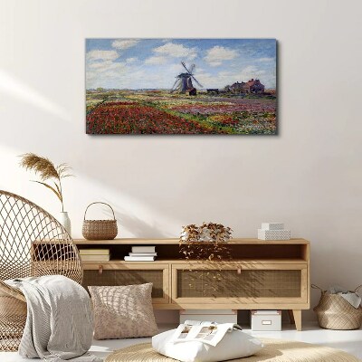 Tableau sur toile Paysage avec un moulin à vent