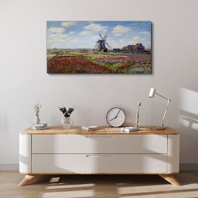 Tableau sur toile Paysage avec un moulin à vent