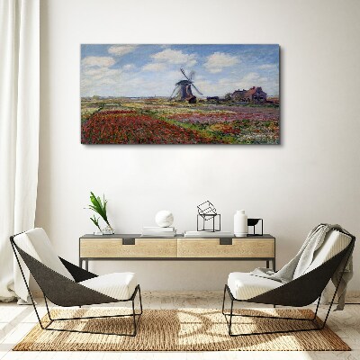 Tableau sur toile Paysage avec un moulin à vent