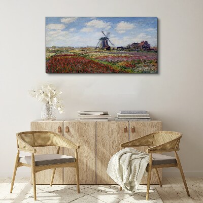 Tableau sur toile Paysage avec un moulin à vent