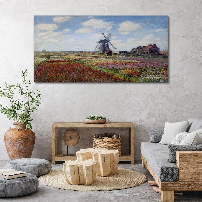 Tableau sur toile Paysage avec un moulin à vent