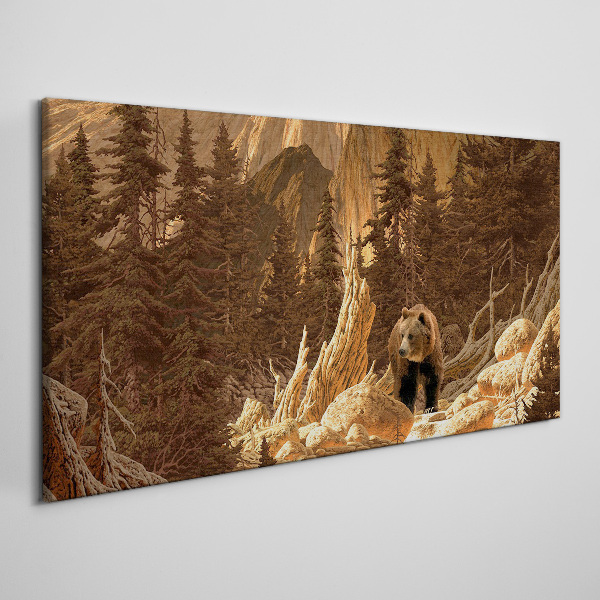 Tableau toile imprimée Grizzly dans un paysage de montagne
