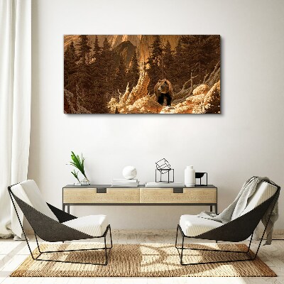 Tableau toile imprimée Grizzly dans un paysage de montagne