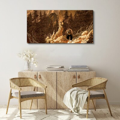 Tableau toile imprimée Grizzly dans un paysage de montagne