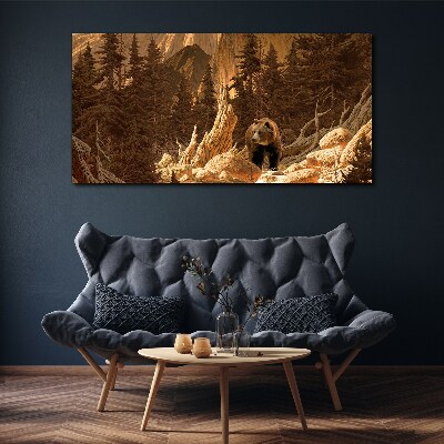 Tableau toile imprimée Grizzly dans un paysage de montagne