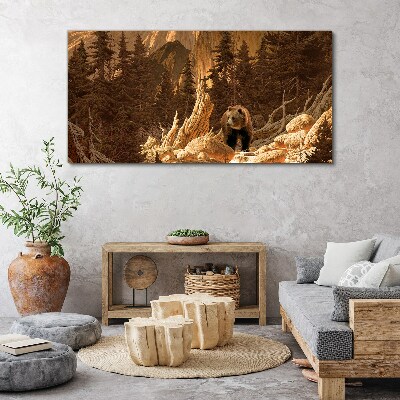Tableau toile imprimée Grizzly dans un paysage de montagne