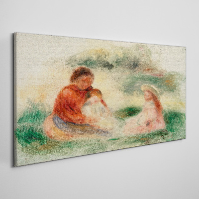 Tableau toile imprimée Famille aux couleurs pastel