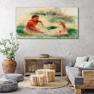 Tableau toile imprimée Famille aux couleurs pastel