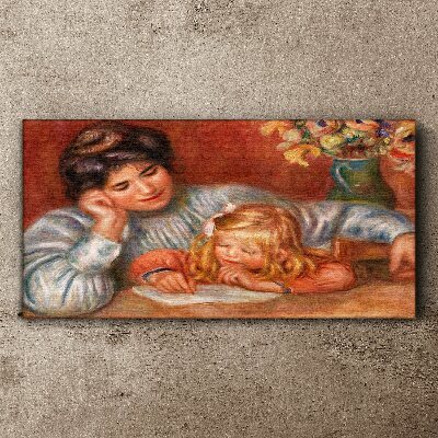 Tableau toile imprimée Mère et enfant à table