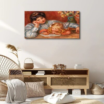 Tableau toile imprimée Mère et enfant à table