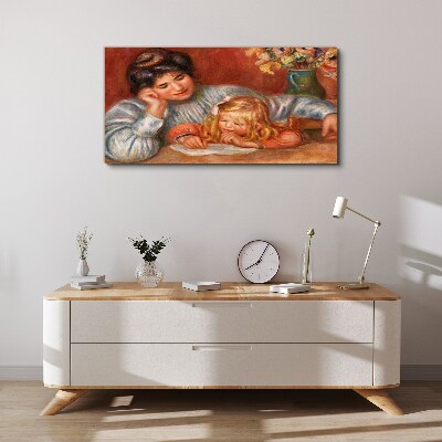 Tableau toile imprimée Mère et enfant à table