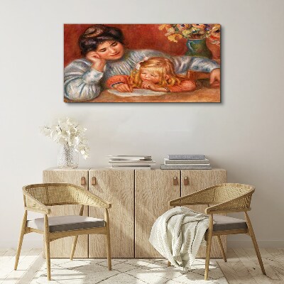 Tableau toile imprimée Mère et enfant à table