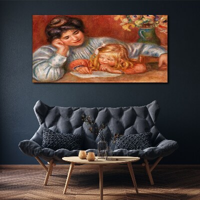 Tableau toile imprimée Mère et enfant à table