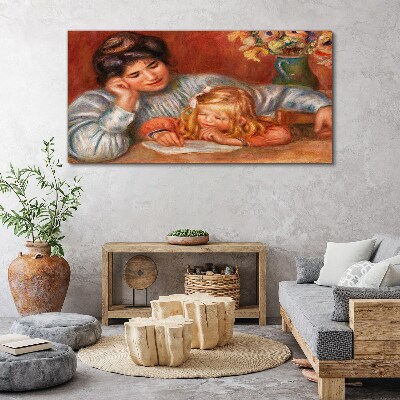 Tableau toile imprimée Mère et enfant à table