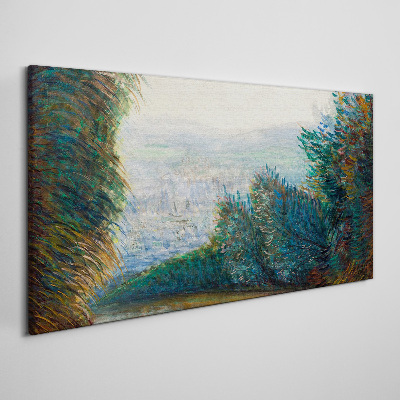 Tableau imprimé sur toile Paysage vert avec brouillard