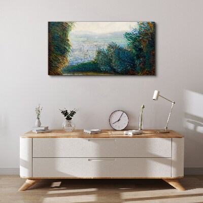 Tableau imprimé sur toile Paysage vert avec brouillard