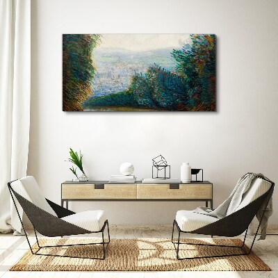 Tableau imprimé sur toile Paysage vert avec brouillard