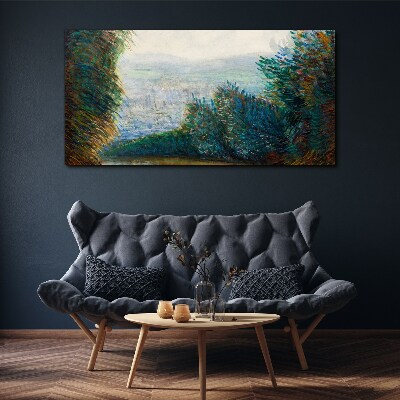 Tableau imprimé sur toile Paysage vert avec brouillard