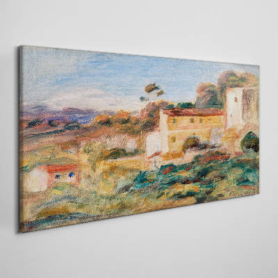 Tableau toile imprimée Paysage avec bâtiments ruraux